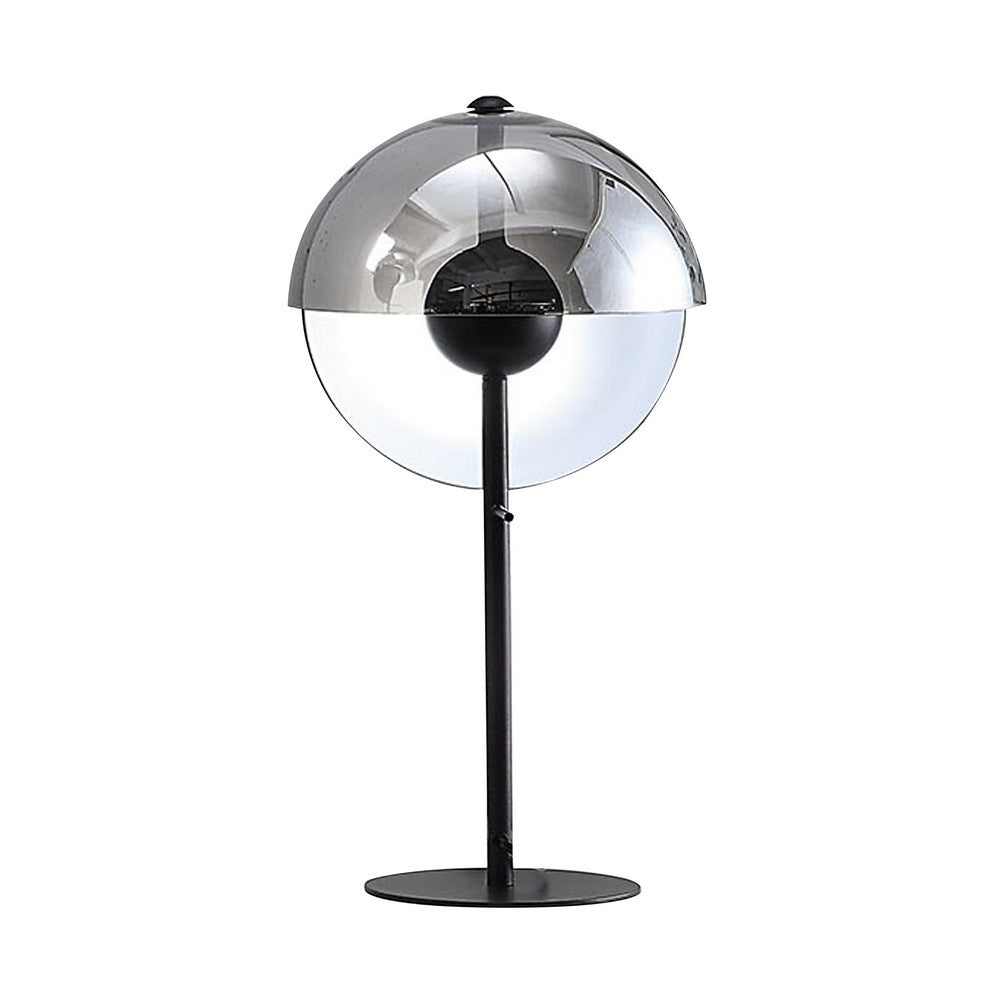 Benjara 24 Inch Table Lamp, Accent Round Orb Glass Metal Shade, Black