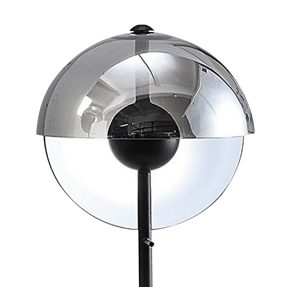 Benjara 24 Inch Table Lamp, Accent Round Orb Glass Metal Shade, Black