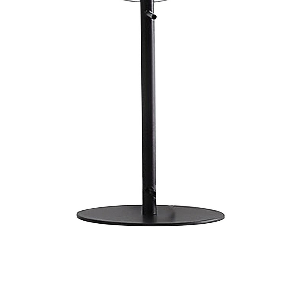 Benjara 24 Inch Table Lamp, Accent Round Orb Glass Metal Shade, Black