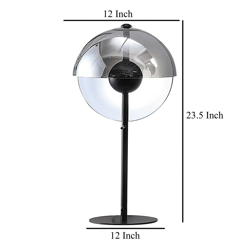 Benjara 24 Inch Table Lamp, Accent Round Orb Glass Metal Shade, Black