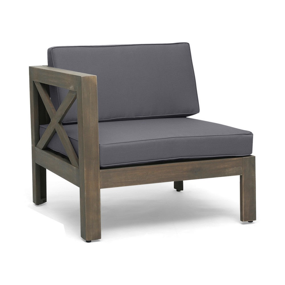 Benjara Liom 5pc Outdoor Sectional Sofa Set w Ottoman, Coffee Table, Gray