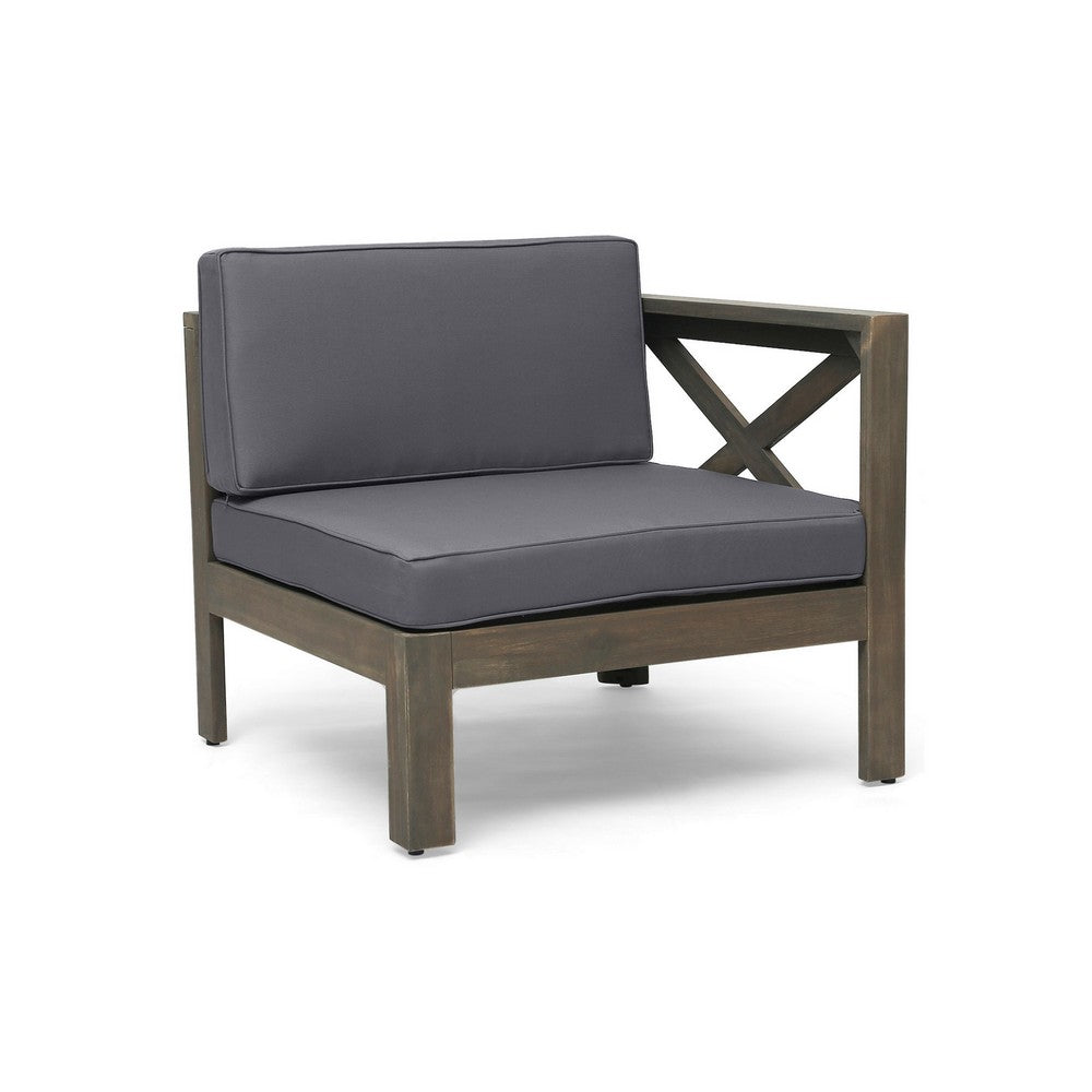 Benjara Liom 5pc Outdoor Sectional Sofa Set w Ottoman, Coffee Table, Gray