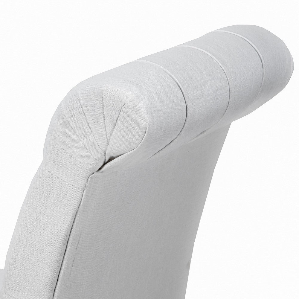Benjara Feni Dining Parsons Chair Set of 2, Tufted Rolled, Off White Linen