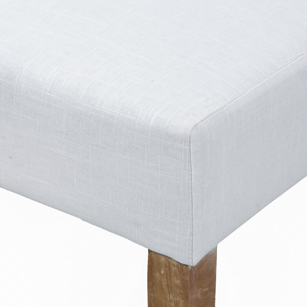 Benjara Feni Dining Parsons Chair Set of 2, Tufted Rolled, Off White Linen