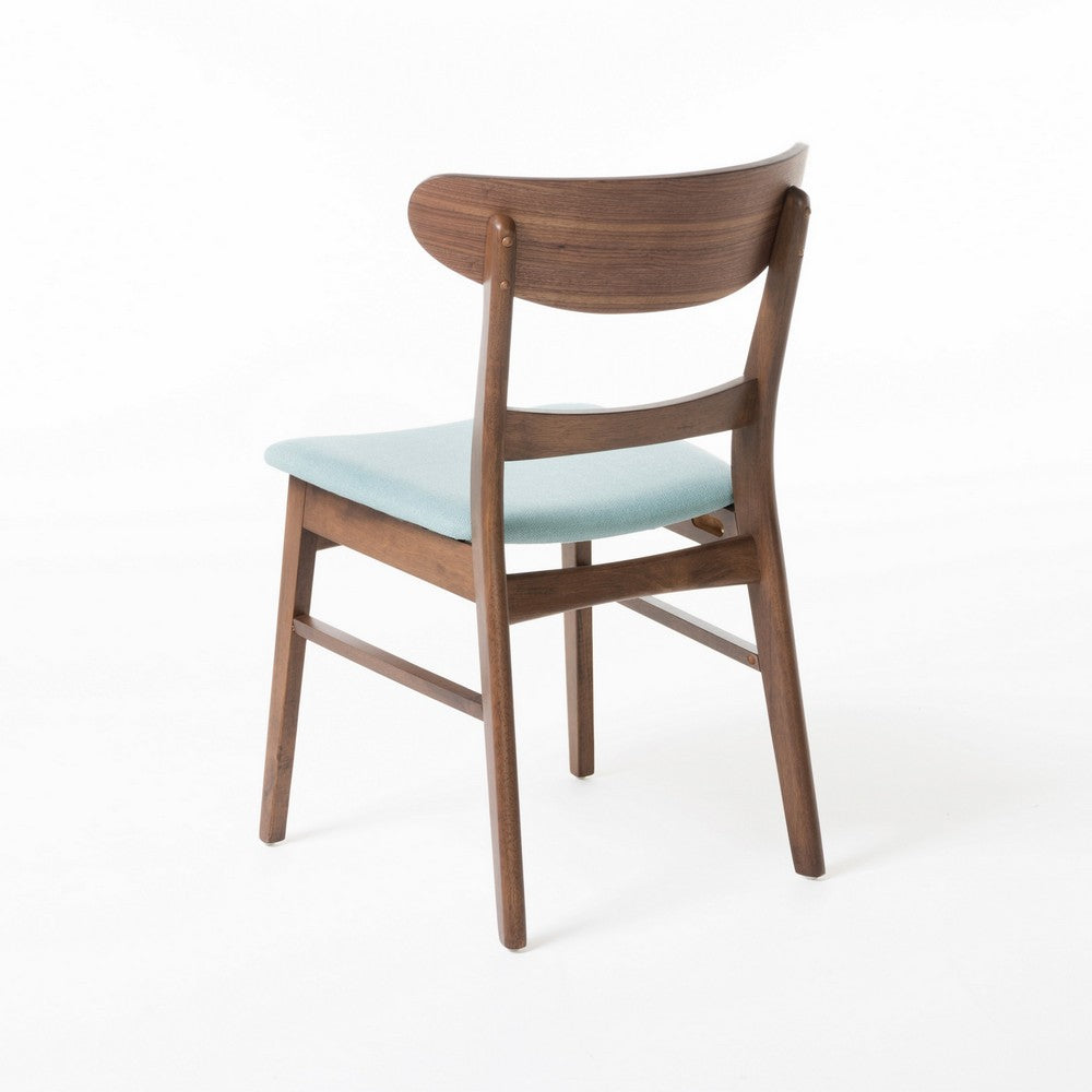 Benjara Cole Dining Side Chair Set of 2, Open Curved Back, Mint Green, Brown