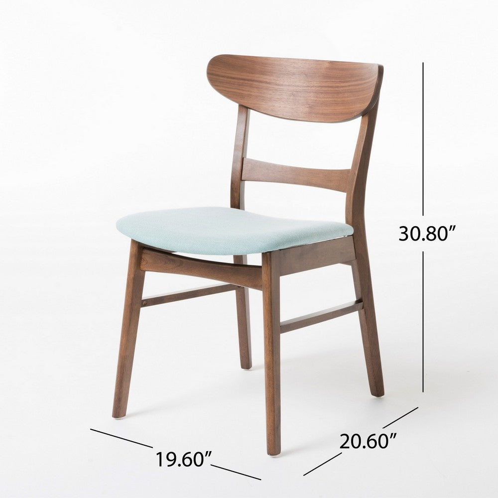 Benjara Cole Dining Side Chair Set of 2, Open Curved Back, Mint Green, Brown