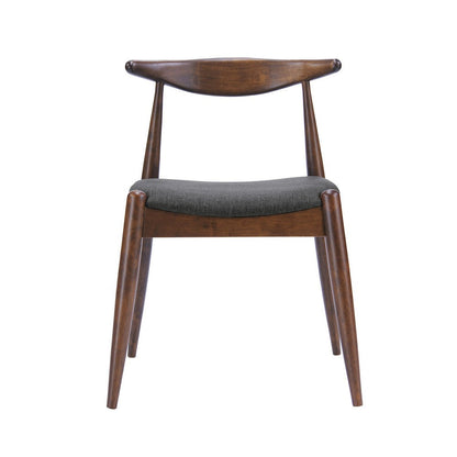 Benjara Syma Dining Side Chair Set of 2, Open Curved Back, Brown, Gray Seat