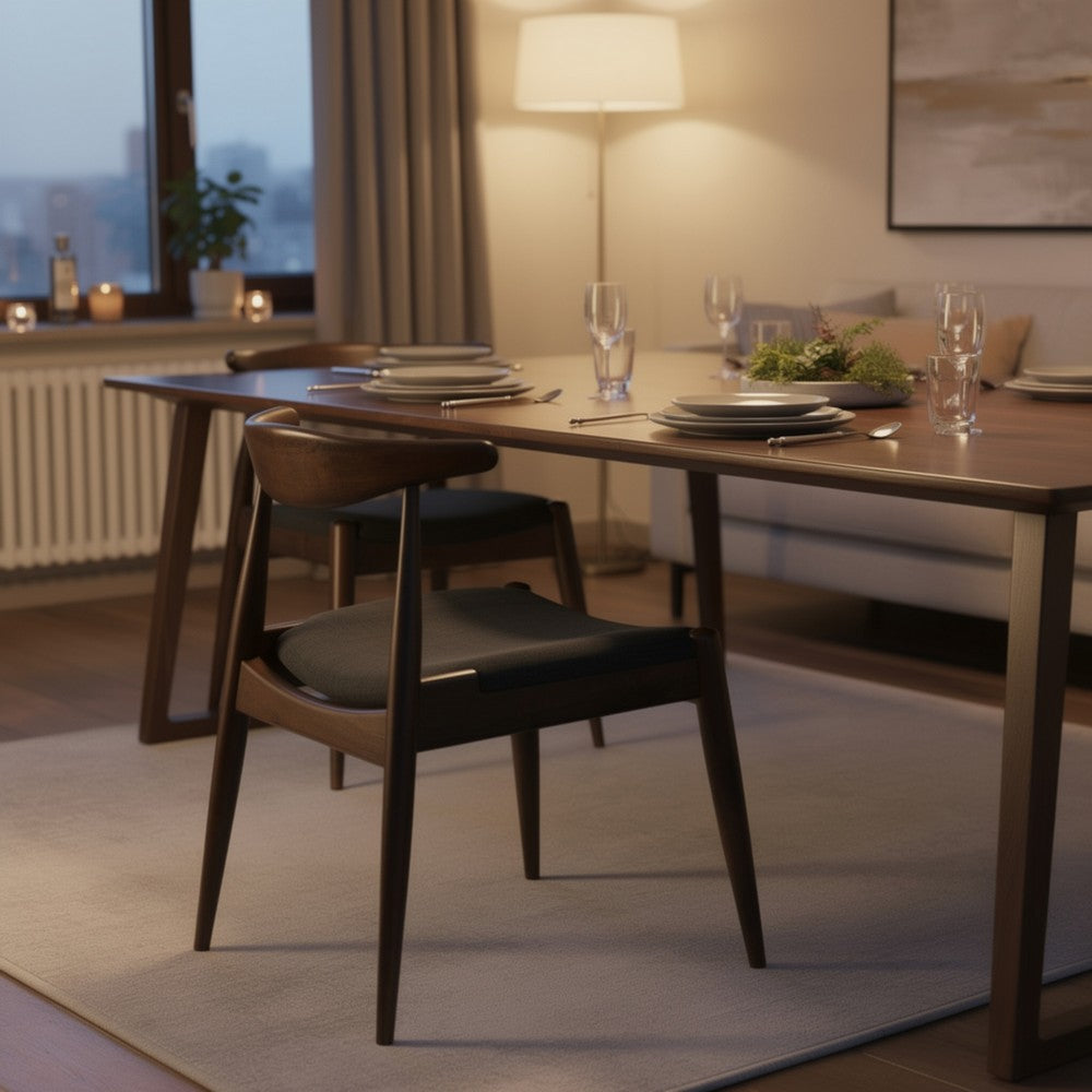 Benjara Syma Dining Side Chair Set of 2, Open Curved Back, Brown, Gray Seat