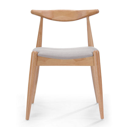 Benjara Syma Dining Side Chair Set of 2, Open Curved Back, Brown, Beige Seat