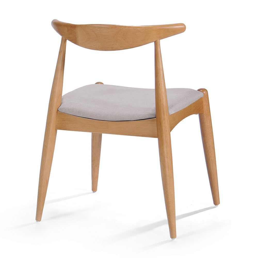 Benjara Syma Dining Side Chair Set of 2, Open Curved Back, Brown, Beige Seat