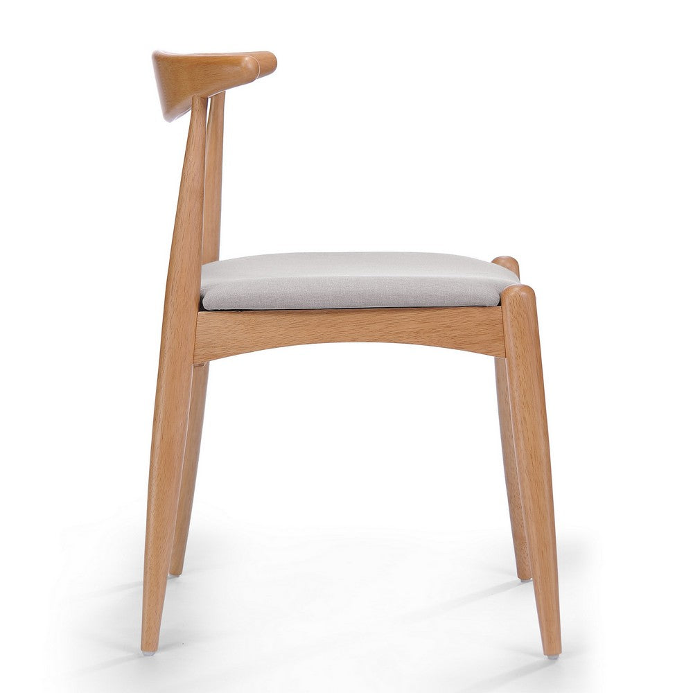 Benjara Syma Dining Side Chair Set of 2, Open Curved Back, Brown, Beige Seat