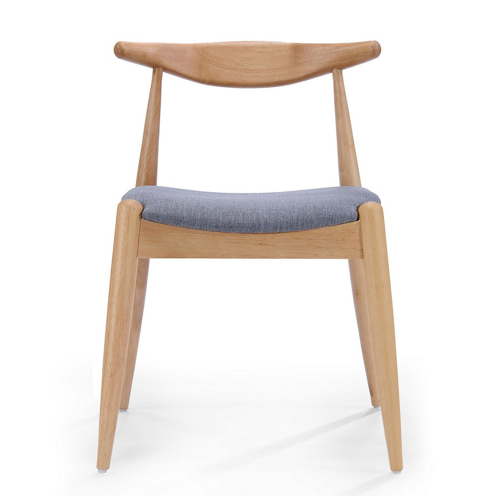 Benjara Syma Dining Side Chair Set of 2, Open Curved Back, Light Gray Seat