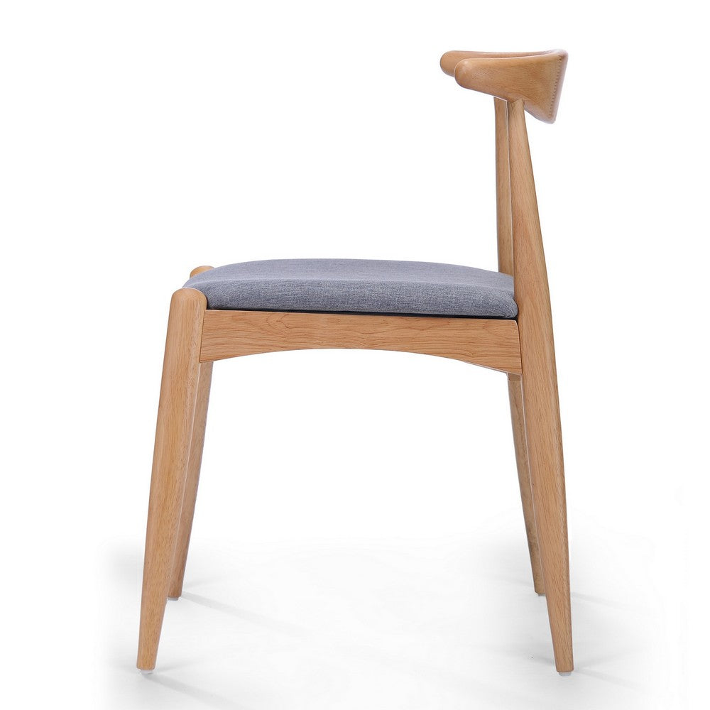 Benjara Syma Dining Side Chair Set of 2, Open Curved Back, Light Gray Seat
