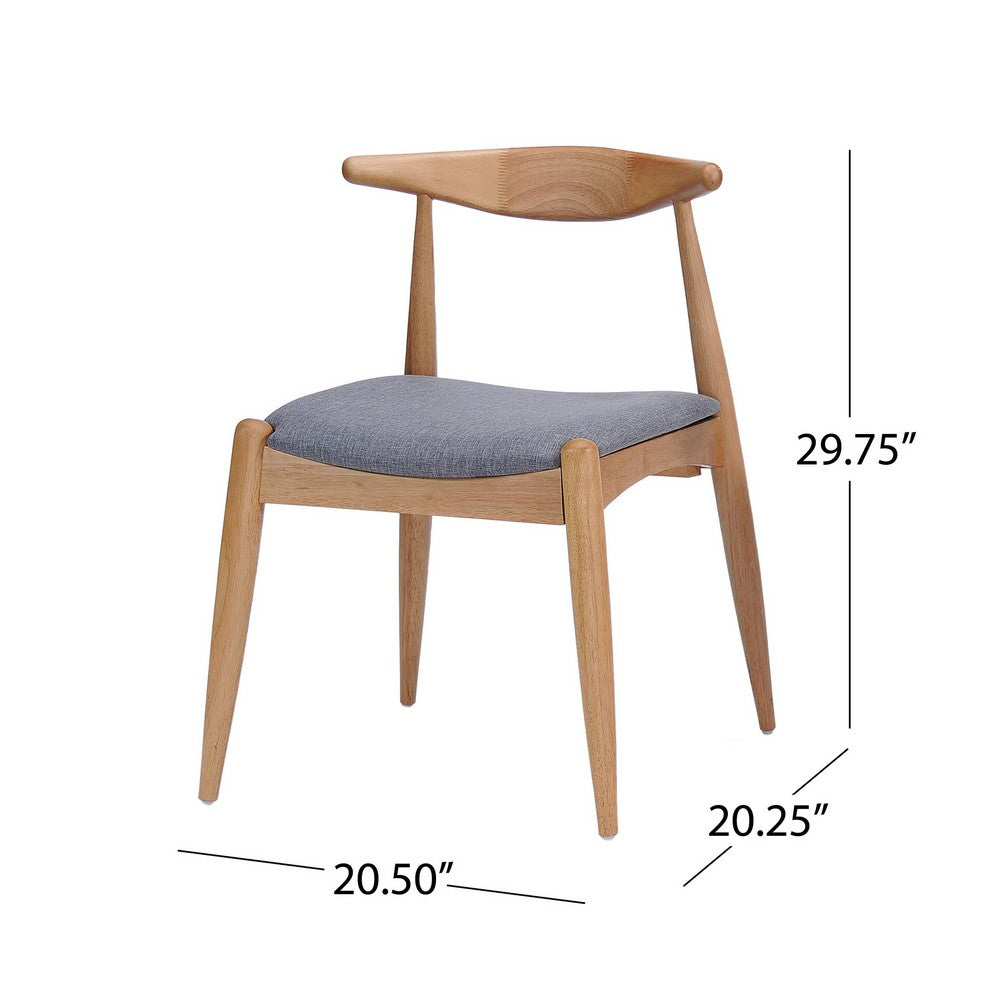 Benjara Syma Dining Side Chair Set of 2, Open Curved Back, Light Gray Seat