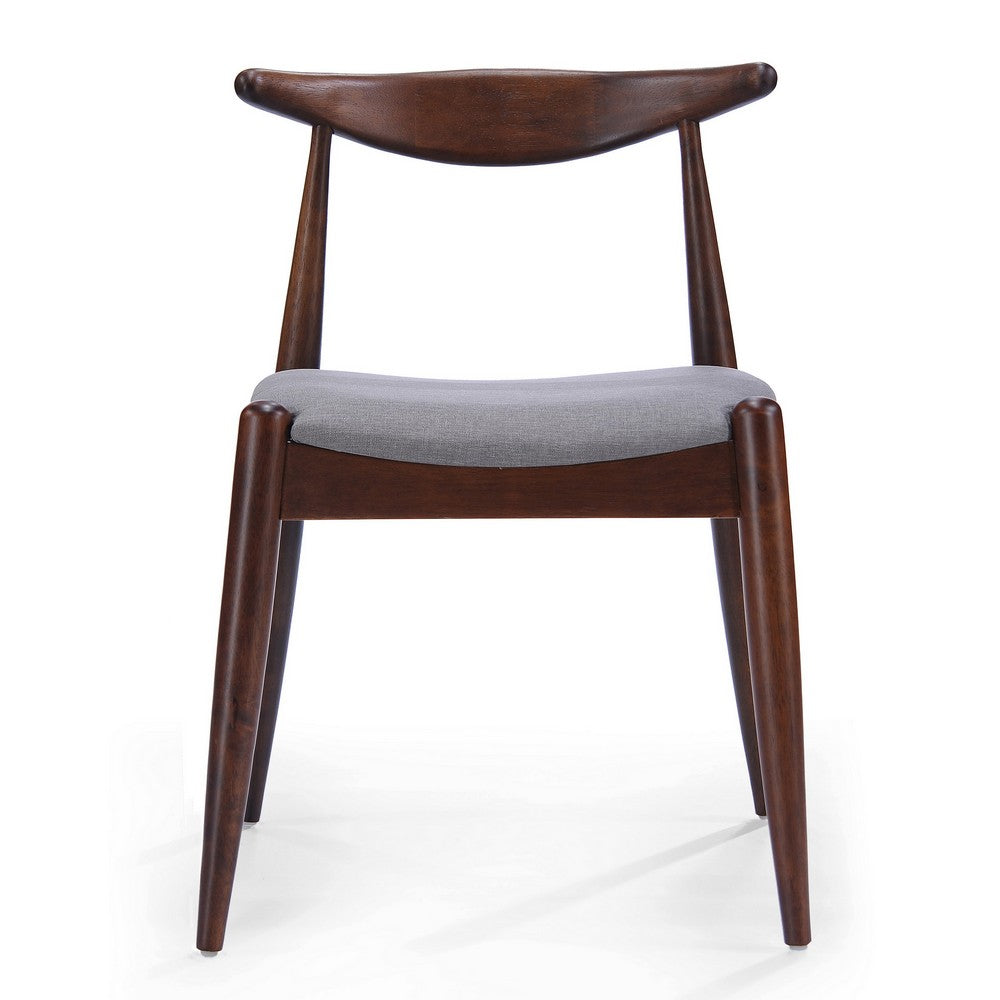 Benjara Syma Dining Side Chair Set of 2, Open Curved Back, Dark Brown Wood