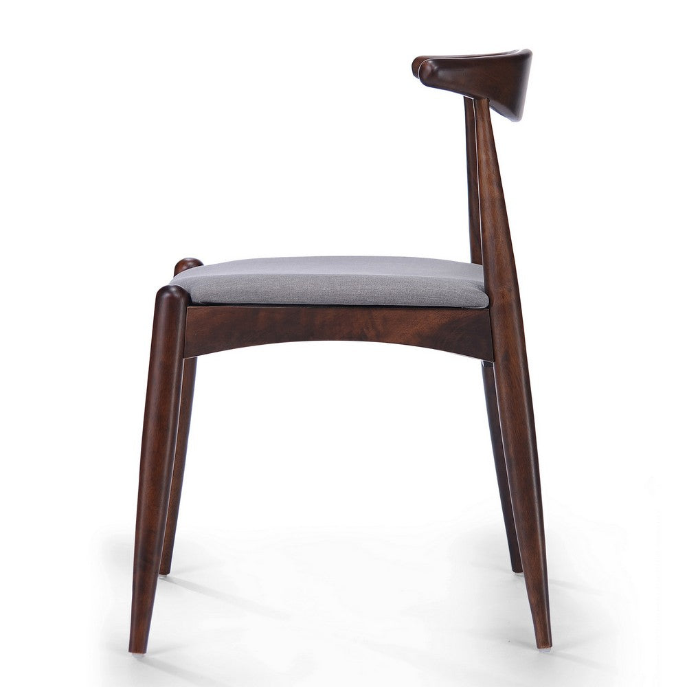 Benjara Syma Dining Side Chair Set of 2, Open Curved Back, Dark Brown Wood