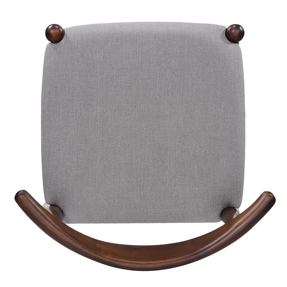 Benjara Syma Dining Side Chair Set of 2, Open Curved Back, Dark Brown Wood