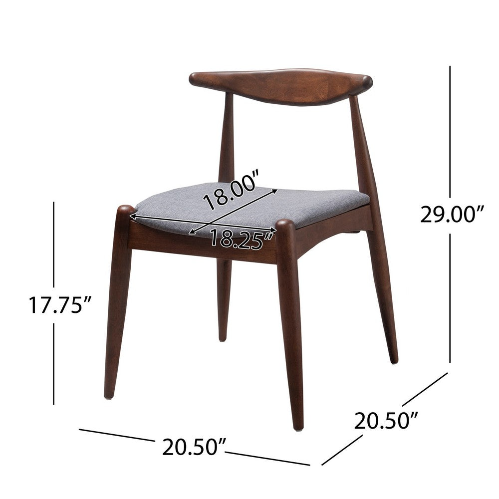 Benjara Syma Dining Side Chair Set of 2, Open Curved Back, Dark Brown Wood