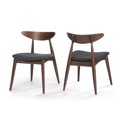 Benjara Hosa Dining Side Chair Set of 2, Open Curved Back, Dark Gray And Brown