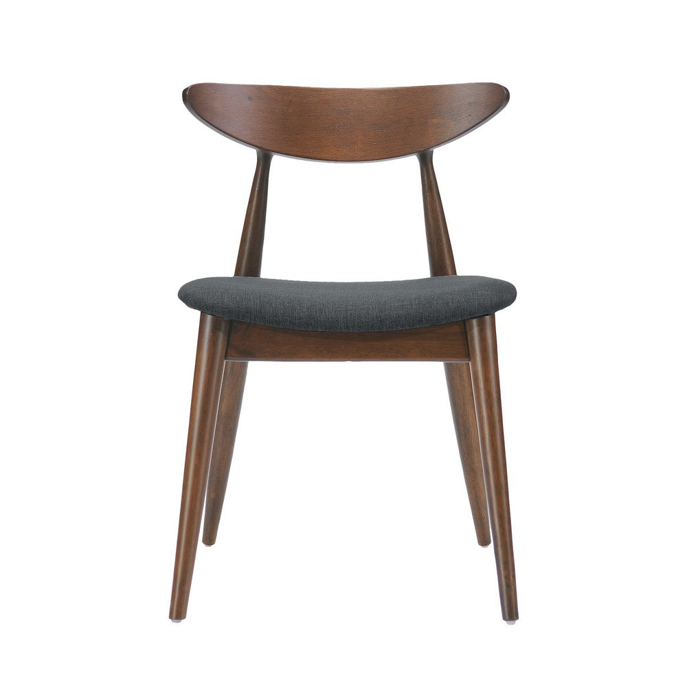 Benjara Hosa Dining Side Chair Set of 2, Open Curved Back, Dark Gray And Brown