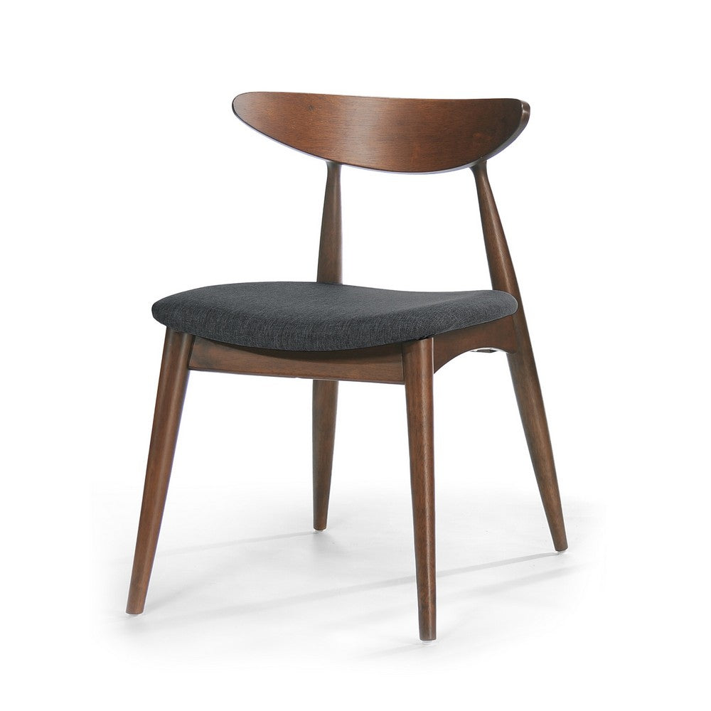 Benjara Hosa Dining Side Chair Set of 2, Open Curved Back, Dark Gray And Brown