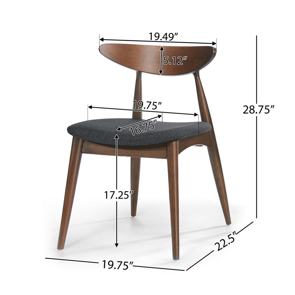 Benjara Hosa Dining Side Chair Set of 2, Open Curved Back, Dark Gray And Brown