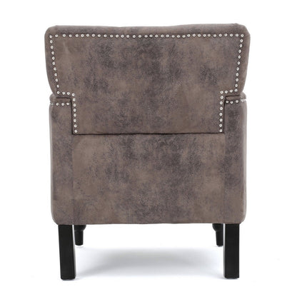 Benjara Lit Accent Chair with Gray Fabric Microfiber, Button Tufted Design