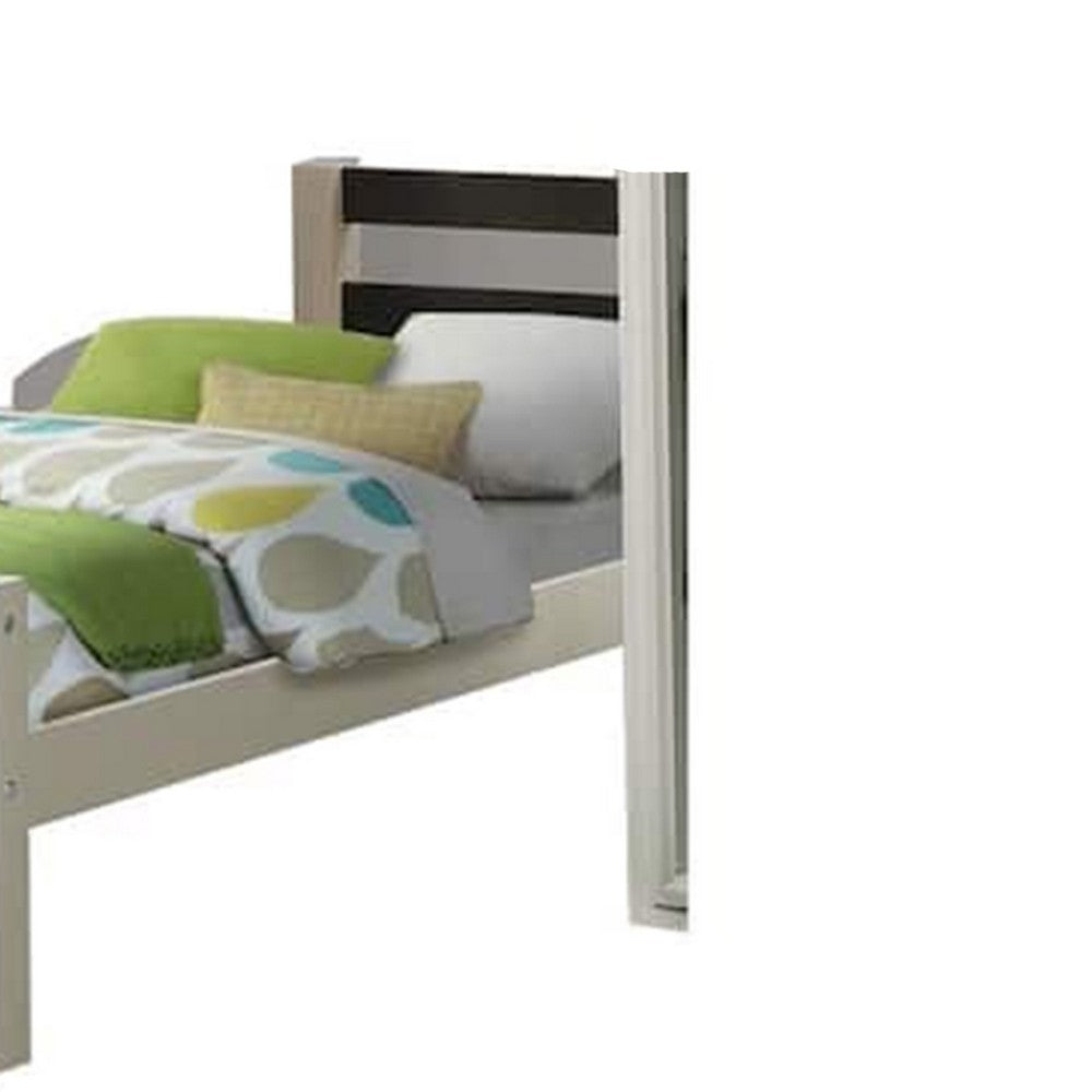Benjara Robin Twin Size Bed, Transitional Style White And Gray Wood Frame