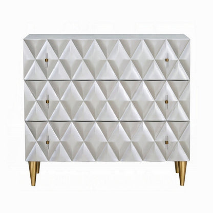 Benjara 36 Inch Wide Nightstand Dresser, Drawers w Jewelry Tray, Silver, Gold