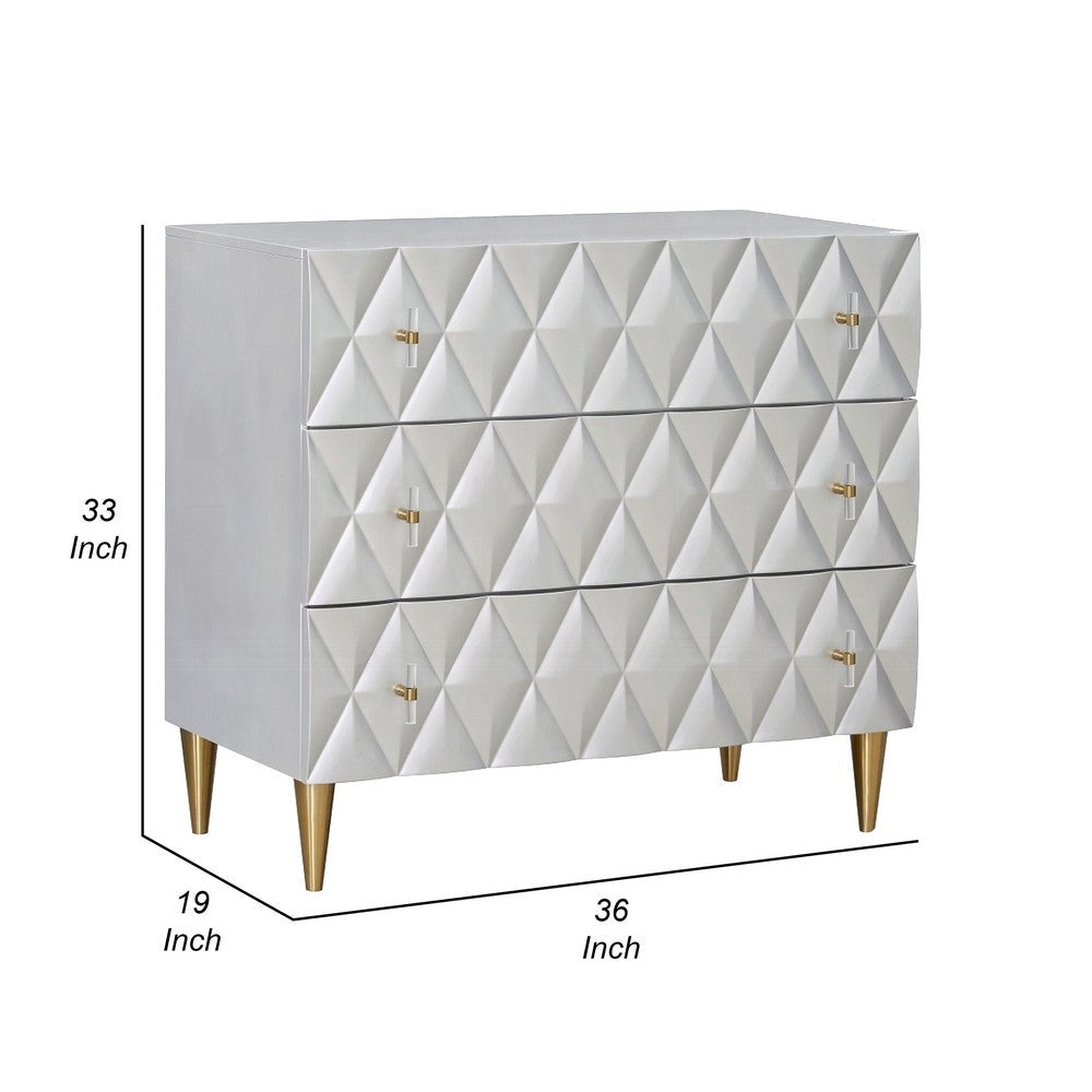 Benjara 36 Inch Wide Nightstand Dresser, Drawers w Jewelry Tray, Silver, Gold