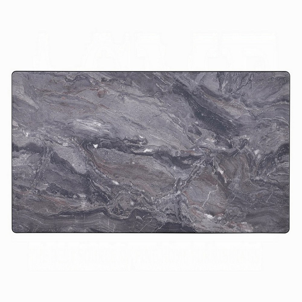 Benjara Evis Coffee Table, Rectangular 47 Inch Gray Faux Stone, Brown Wood