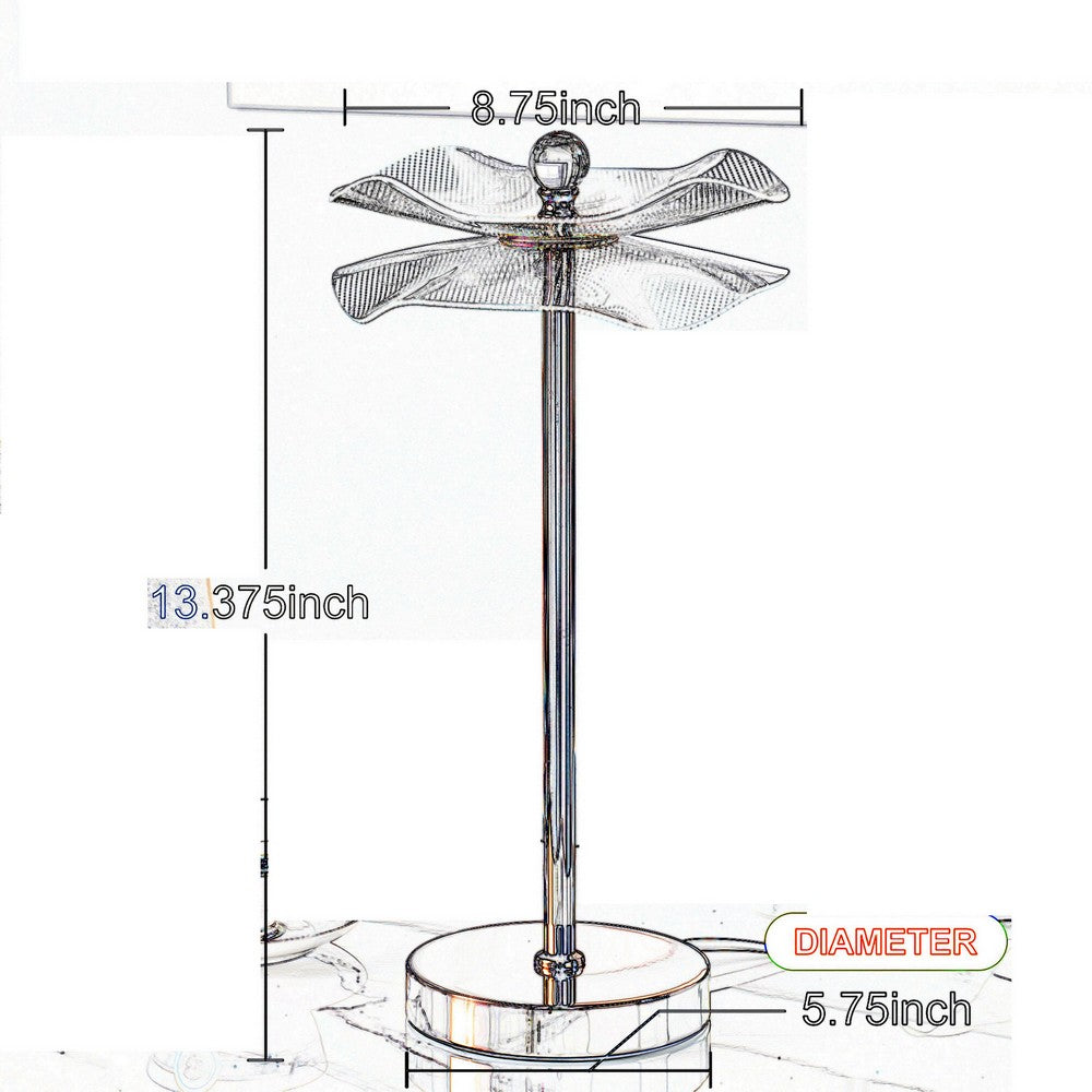 Benjara Accent Table Lamp, LED, Lotus Shape Acrylic, Copper, Gold, 18 Inch