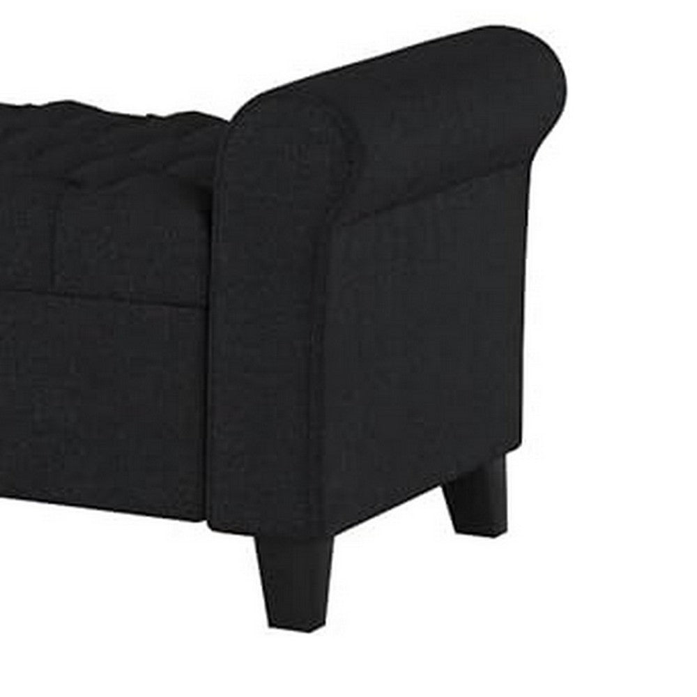 Benjara Shawn Storage Bench with Rolled Arms, 50 Inch Button Tufted Dark Gray