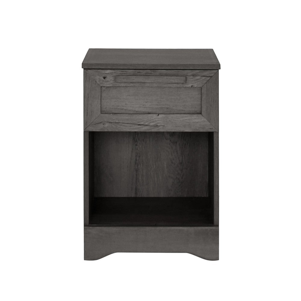 Benjara Vinie Nightstand with 1 Drawer And Shelf, Modern Taupe Gray Finish