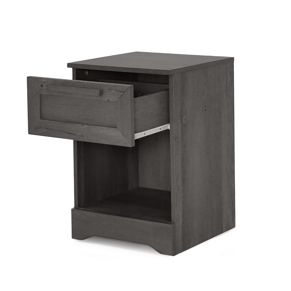 Benjara Vinie Nightstand with 1 Drawer And Shelf, Modern Taupe Gray Finish