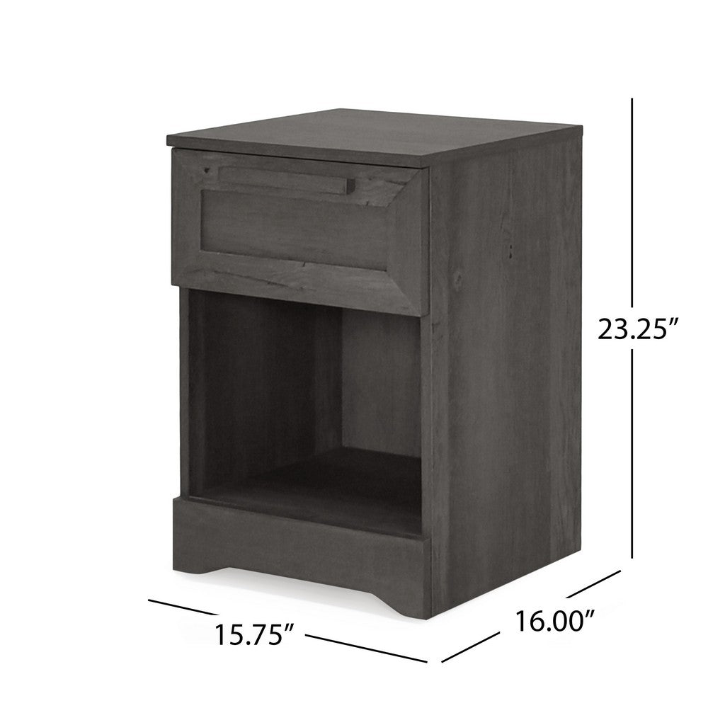 Benjara Vinie Nightstand with 1 Drawer And Shelf, Modern Taupe Gray Finish