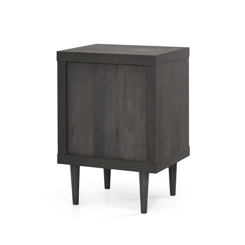 Benjara Minie Nightstand with 1 Drawer, Shelf, Rubberwood Legs, Modern Gray
