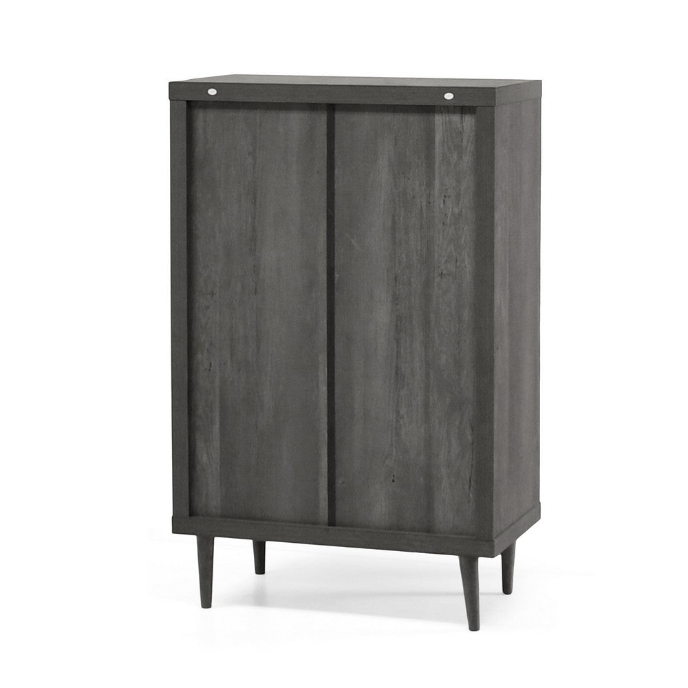 Benjara Minie Tall Dresser Chest, 5 Drawers, Rubberwood Legs, Modern Gray