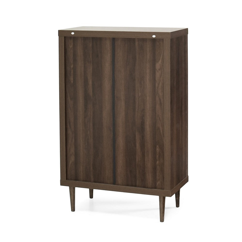 Benjara Minie Tall Dresser Chest, 5 Drawers, Rubberwood, Modern Walnut Brown