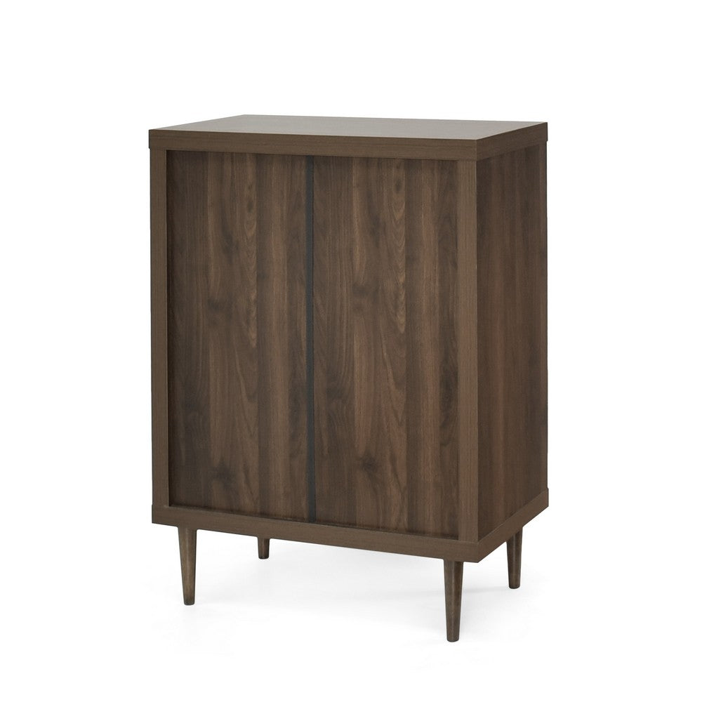 Benjara Minie Dresser Chest with 4 Drawers, Rubberwood Legs, Walnut Brown