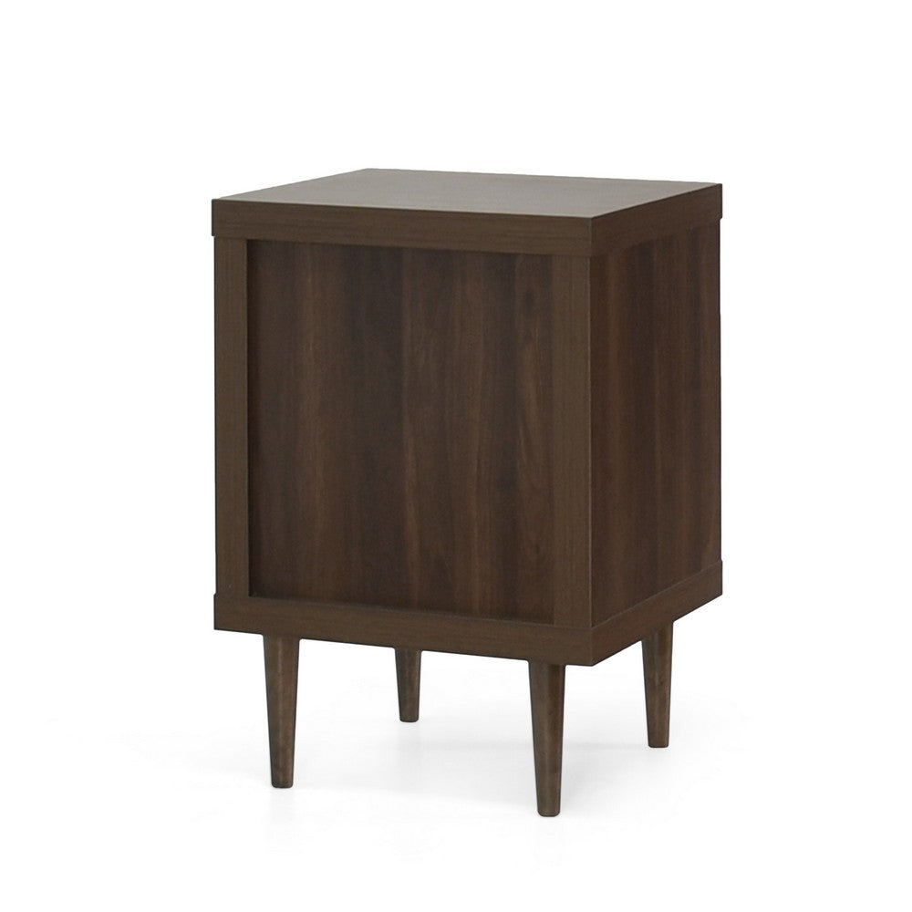 Benjara Minie Nightstand with 1 Drawer, Shelf, Modern White And Walnut Brown