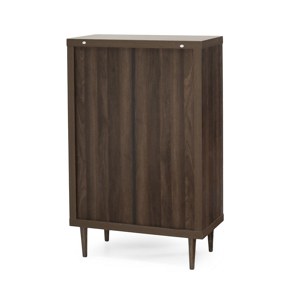 Benjara Minie Tall Dresser Chest, 4 Drawers, Rubberwood White, Walnut Brown