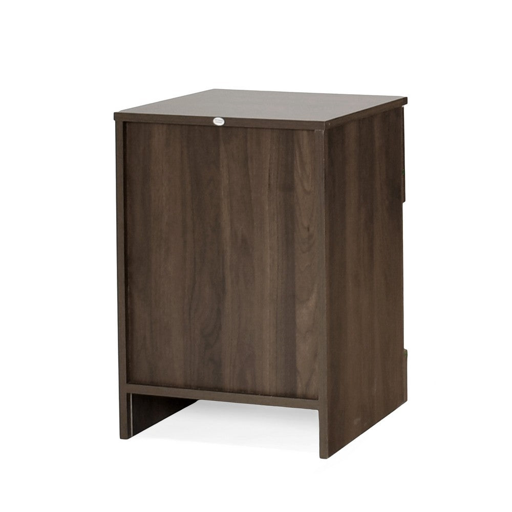 Benjara Vinie Nightstand with 1 Drawer And Open Shelf, Modern Walnut Brown
