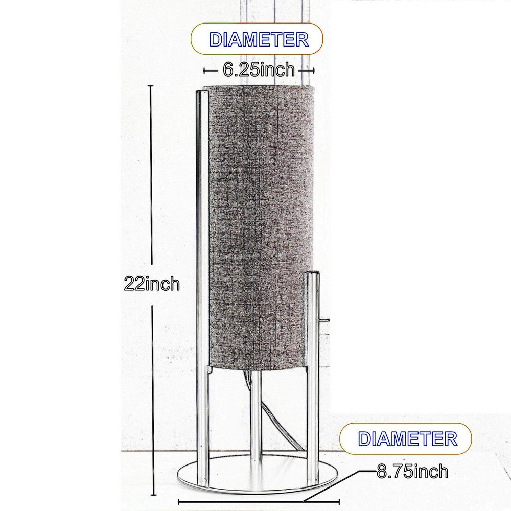 Benjara Modern Table Lamp, Upright Beige Linen Drum Shade, Black Metal 22 Inch