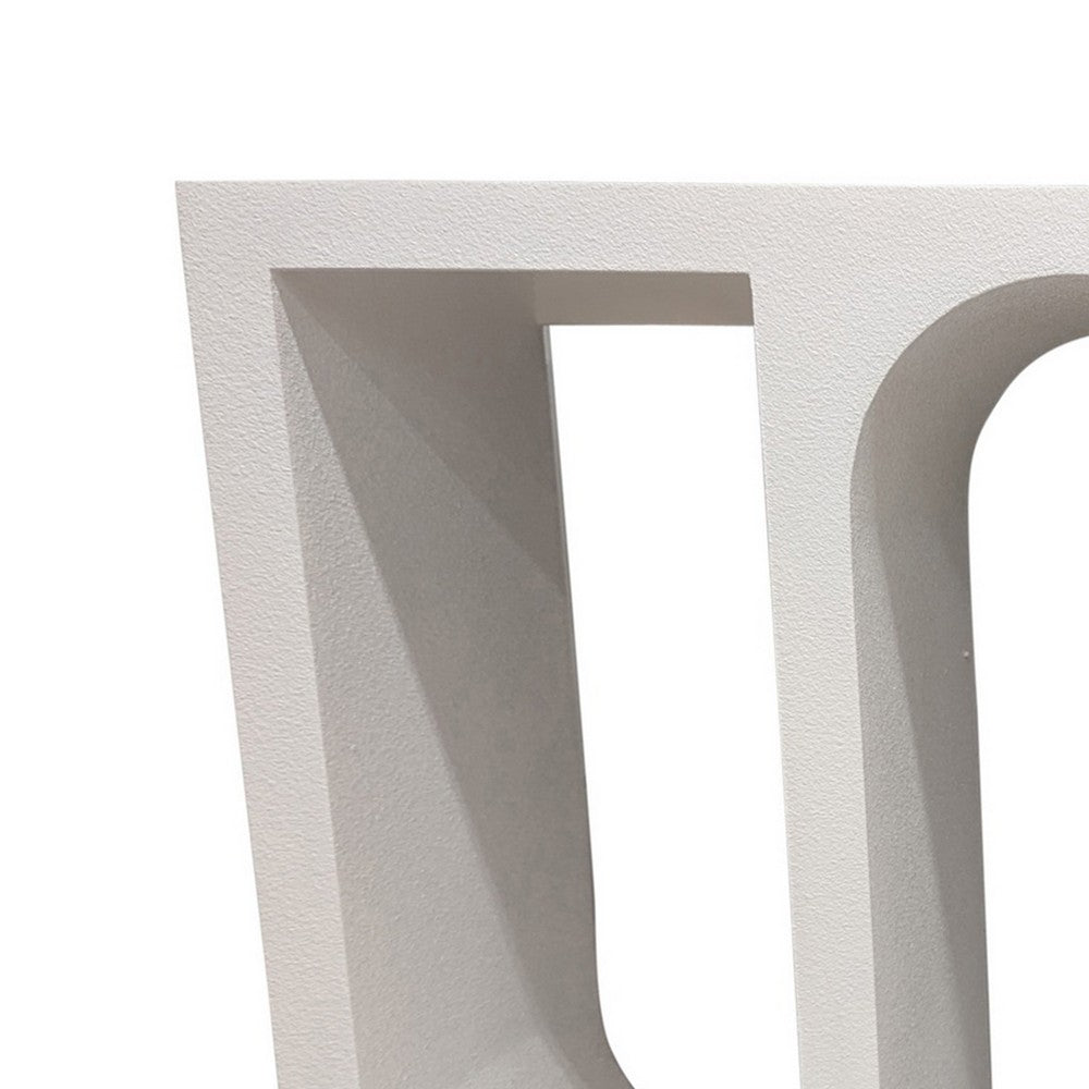 Benjara Rectangular Console Table with Wavelike Base, 54 Inch White Wood