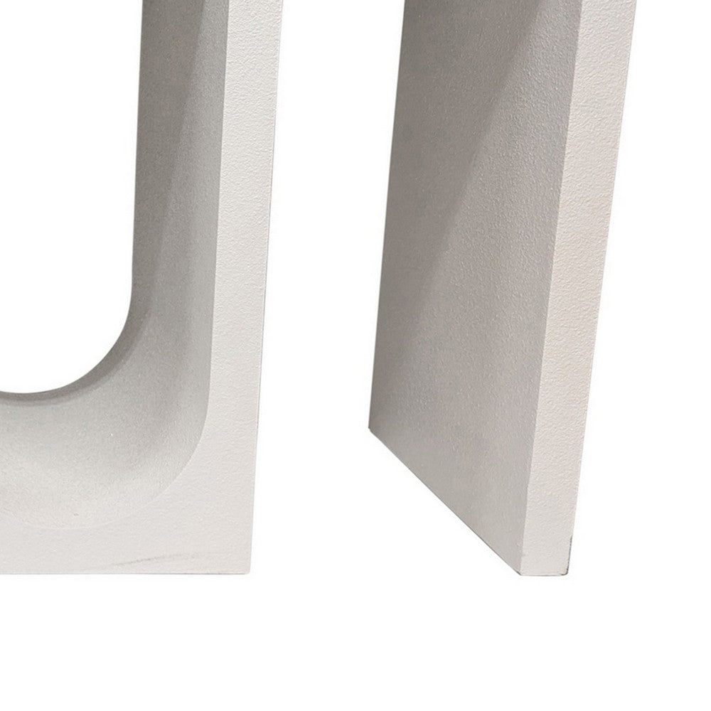 Benjara Rectangular Console Table with Wavelike Base, 54 Inch White Wood
