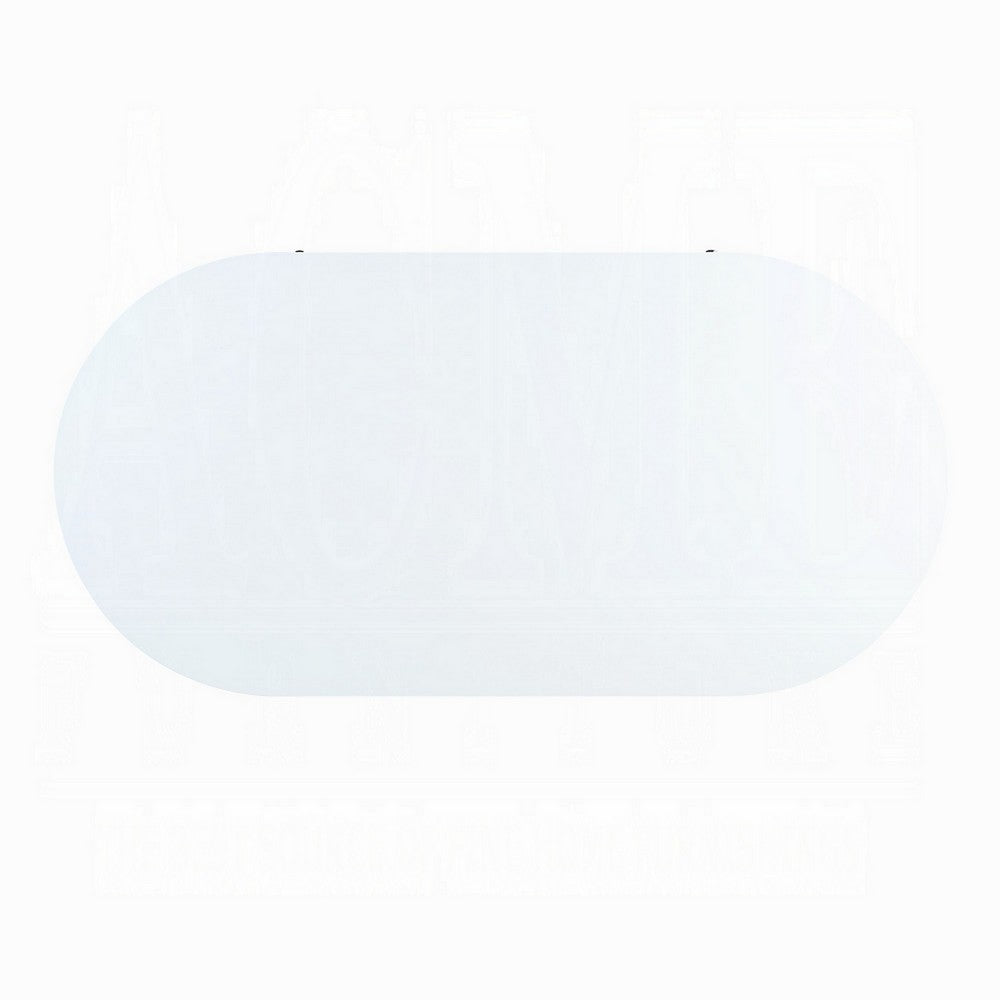 Benjara Tyce Oval Coffee Table with Drawer, 47 Inch, Glossy White, Gold Metal