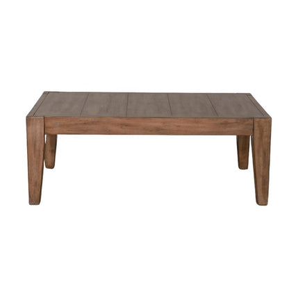 Benjara Yael Coffee Table, Tapered Legs, 48 Inch Rectangular Top, Light Brown