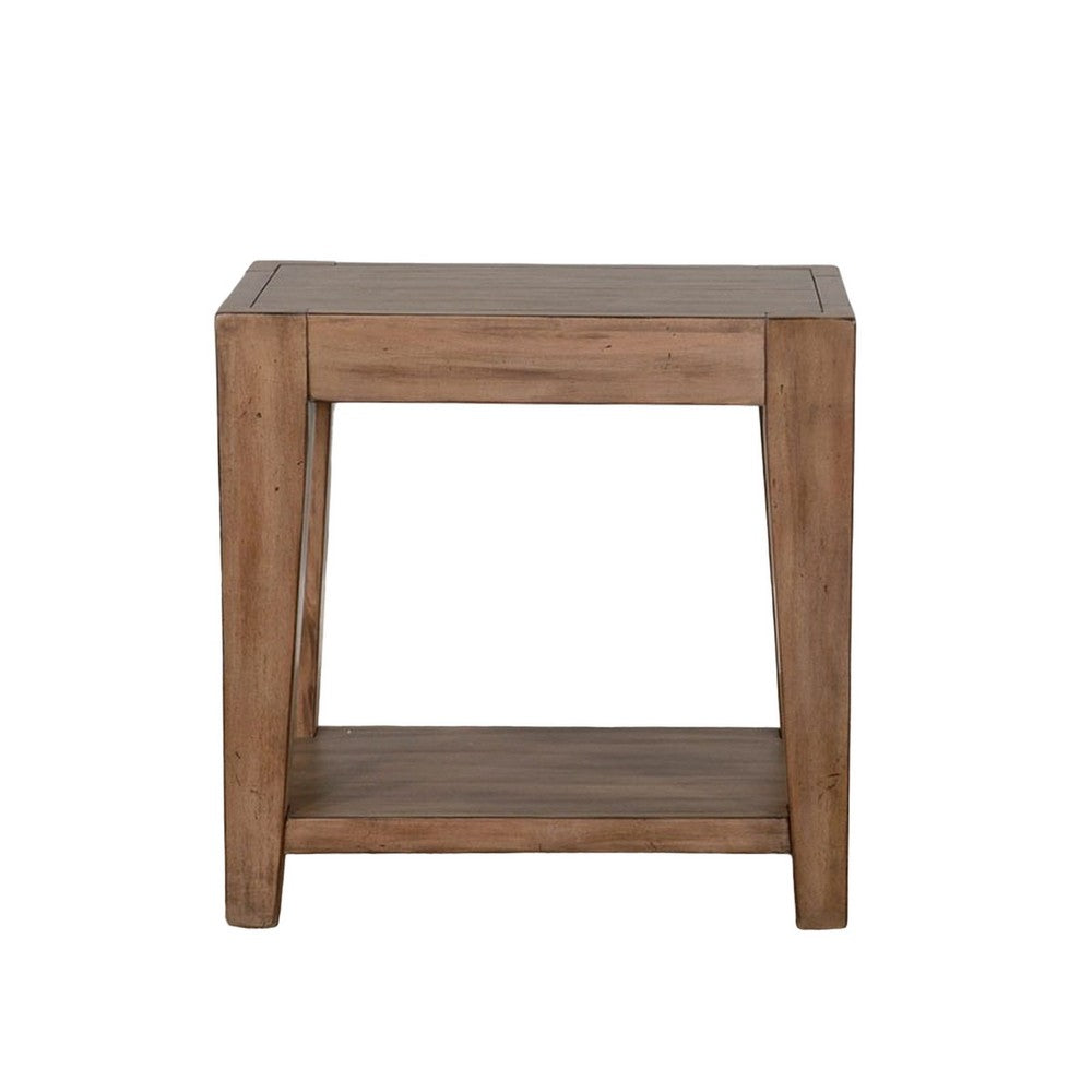 Benjara Yael Accent Side Table, Tapered Legs, 25 Inch Rectangular, Brown