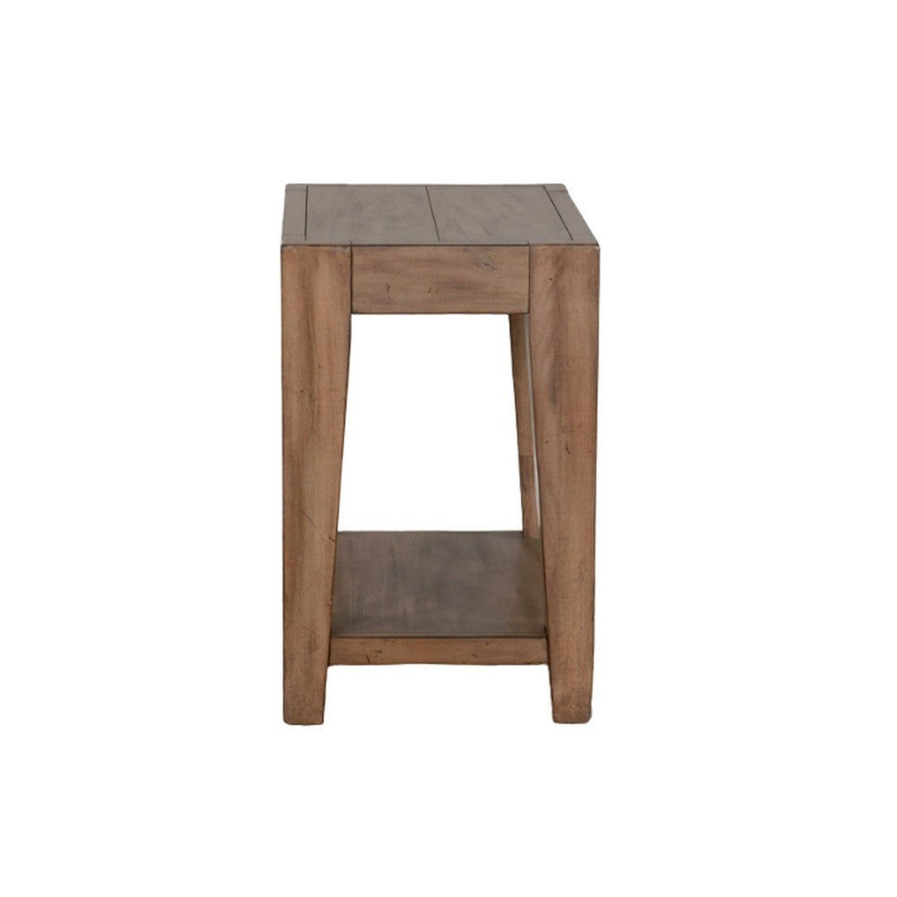Benjara Yael Accent Side Table, Tapered Legs, 25 Inch Rectangular, Brown